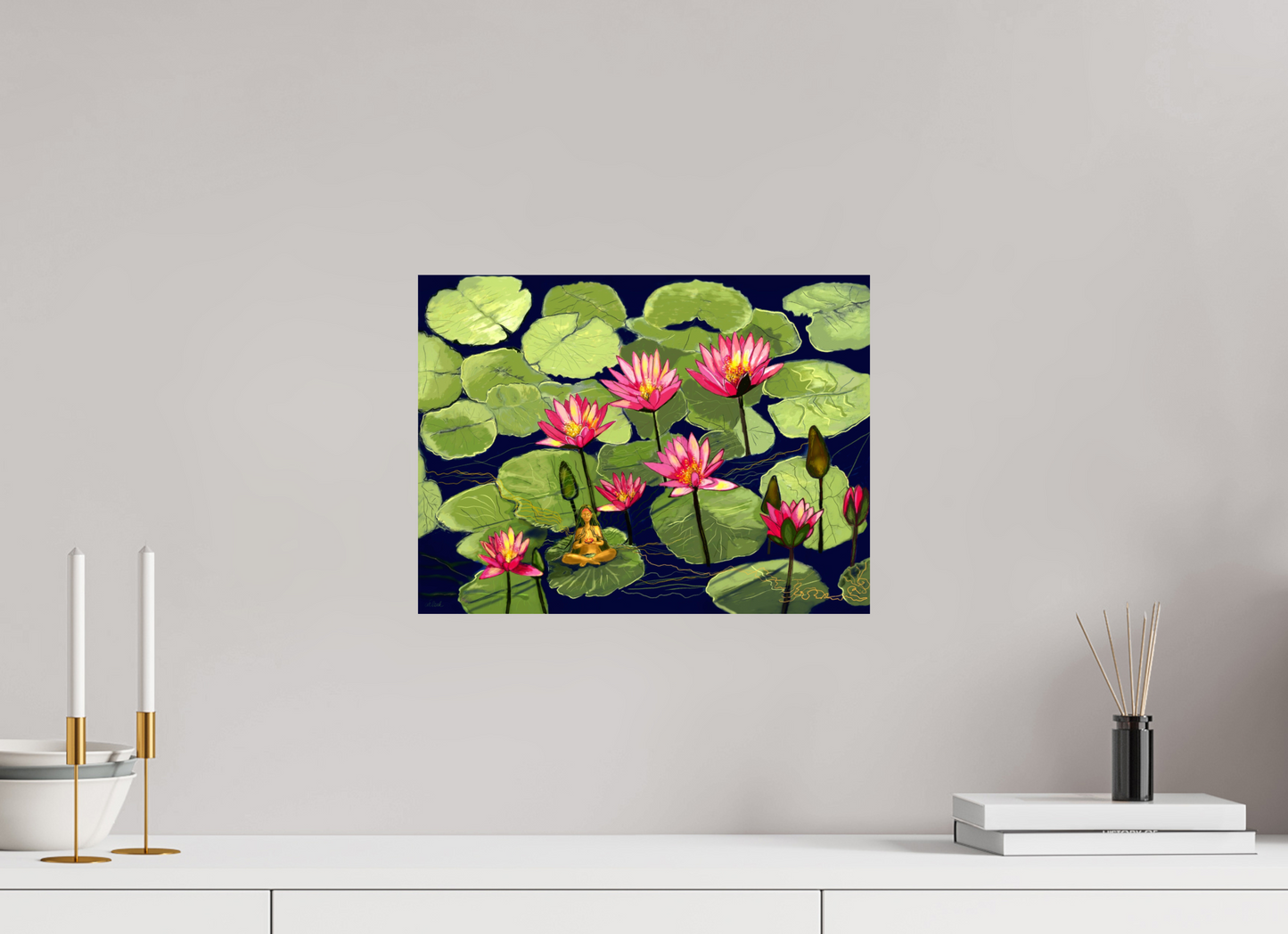 40 x 30 cm, Fine Art Print Lotusruhe - zwischen Wasser und Luft